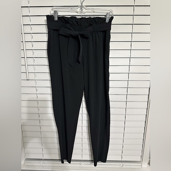 🛍️32 Degrees Cool black high waist pants with ties belt and front zipper size S - Picture 8 of 9